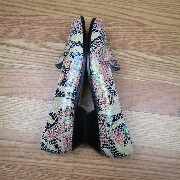 Vintage Italian Leather Iridescent Snakeprint Loafers Phyllis Poland 8 - Picture 7 of 10